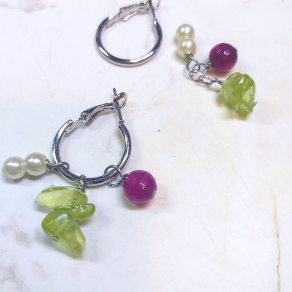 Hoops silver plated 3 charms small - Picture 1 of 7